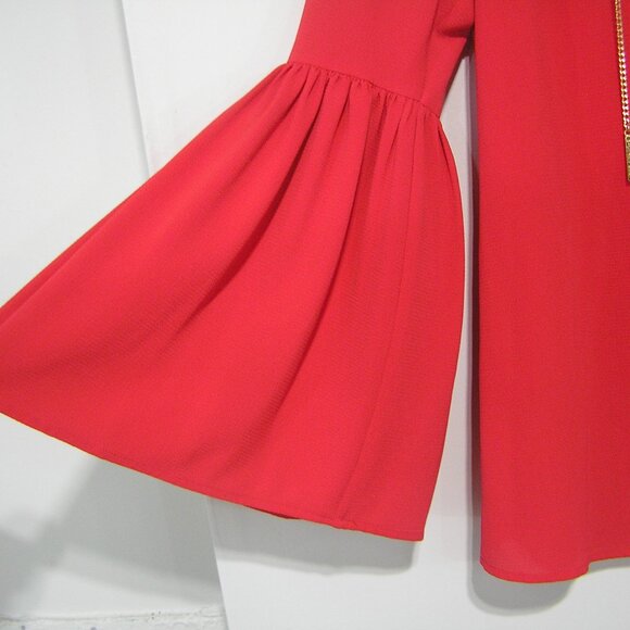 MICHAEL KORS RED BLOUSE BELL SLEEVES SMALL - Picture 3 of 7
